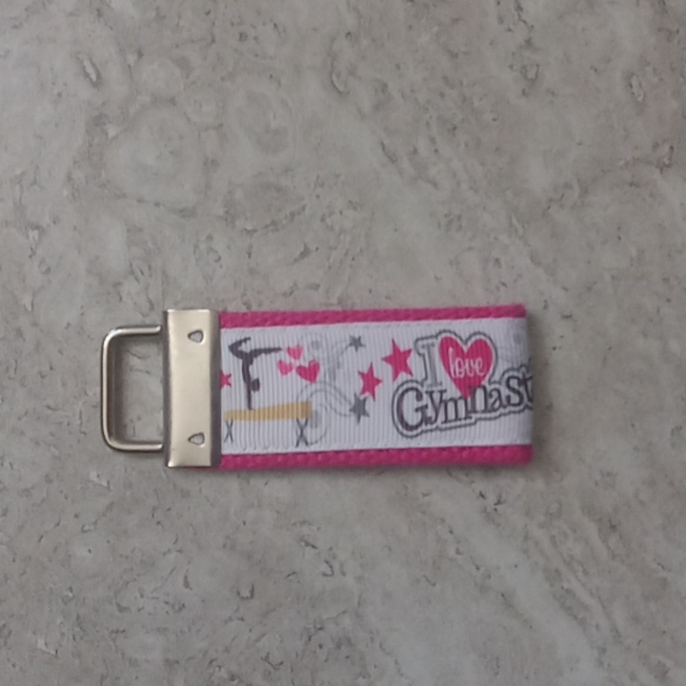 🎉I love Gymnastics Gymnast Keychain Keyring Lanyard Pink Accessory